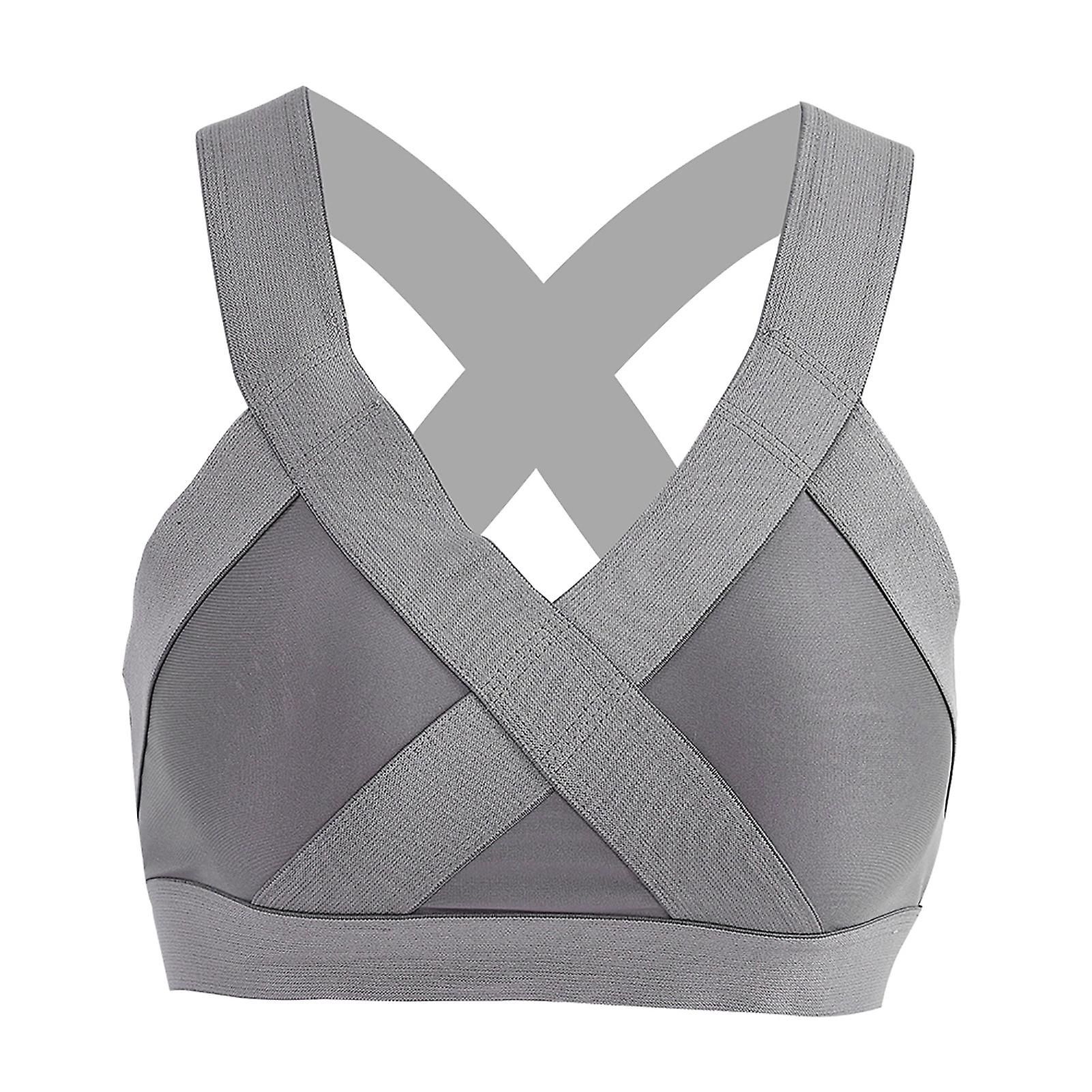 Women's Wire Free Gym Bra Yoga Running Vest Workout Sports Fitness (gray M)