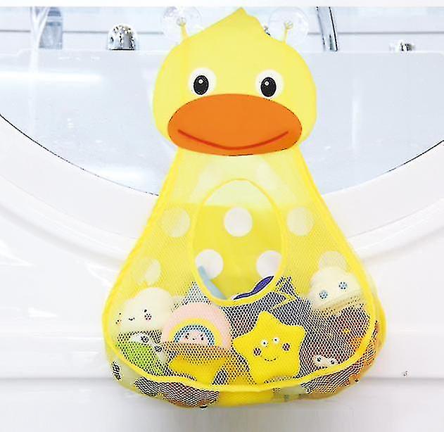 Cute Duck Mesh Net Toy Storage Bag ， Bath Game Bag， Bathroom Organizer