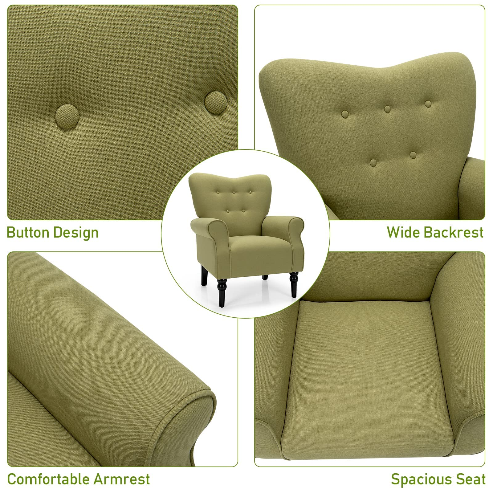 Giantex Yellow/ Avocado Green Fabric Accent Chair