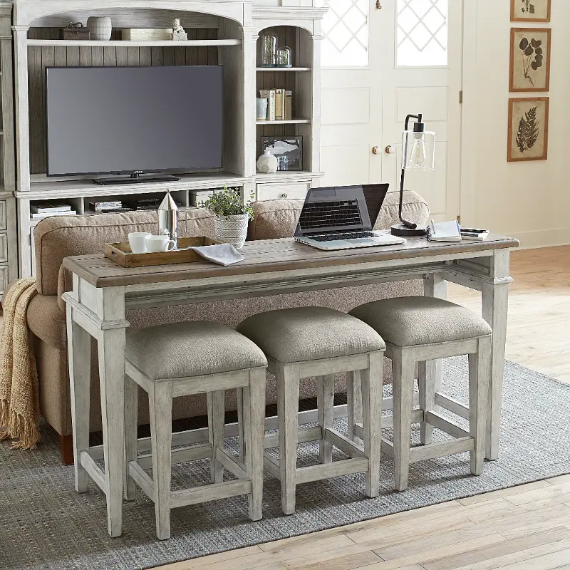 Heartland Weathered White Oak Console Bar Table