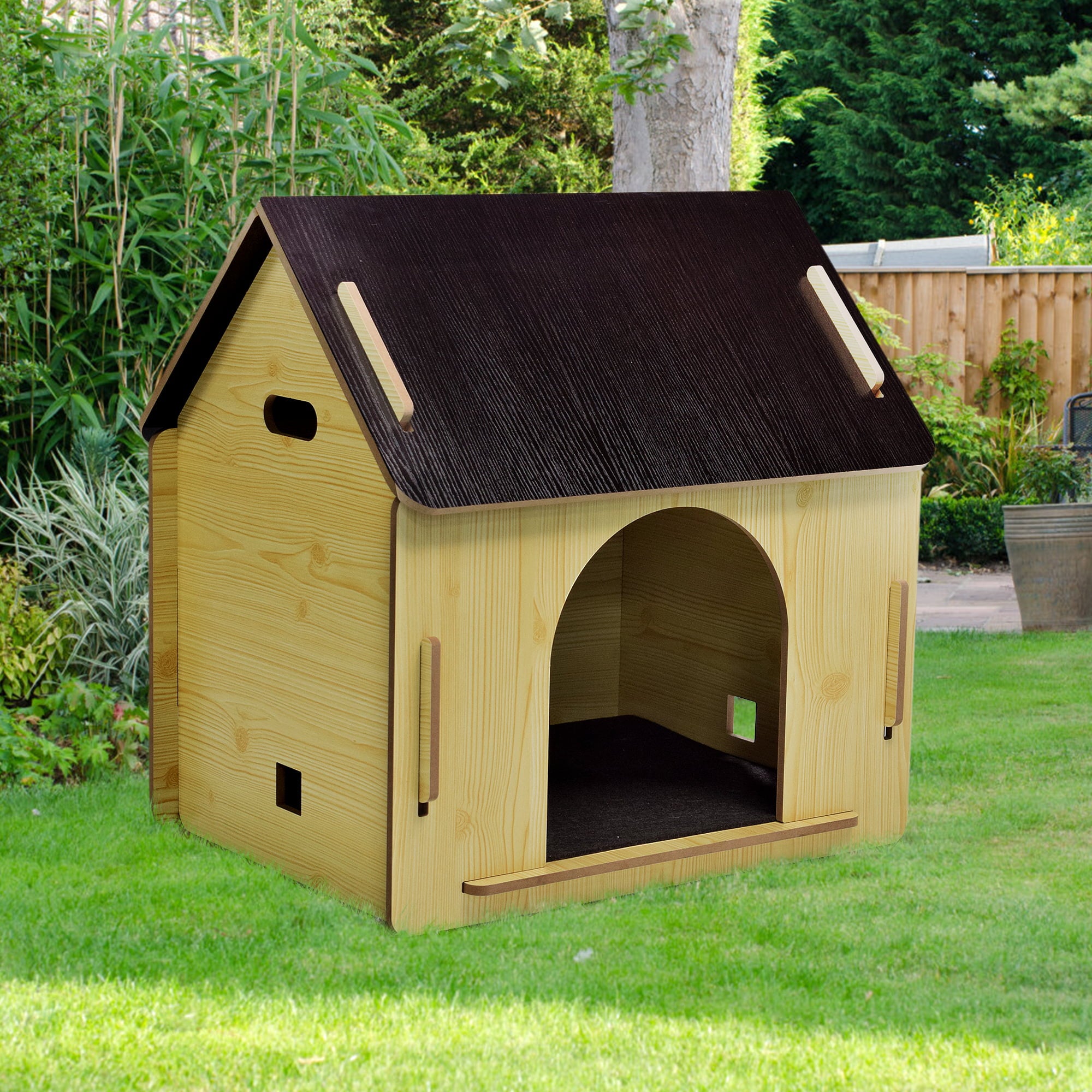 Poloma Wooden Dog House with Roof Dogs Indoor and Outdoor Use for Small Medium Dog Cat