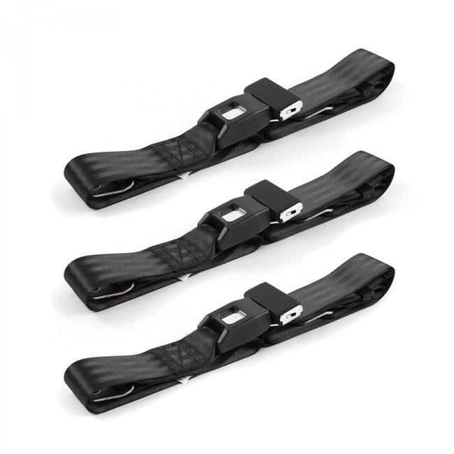 SafeTBoy 660018 Chevy Nova 1975-1979 Standard 2 Point Black Lap Bench Seat Belt Kit - 3 Belts