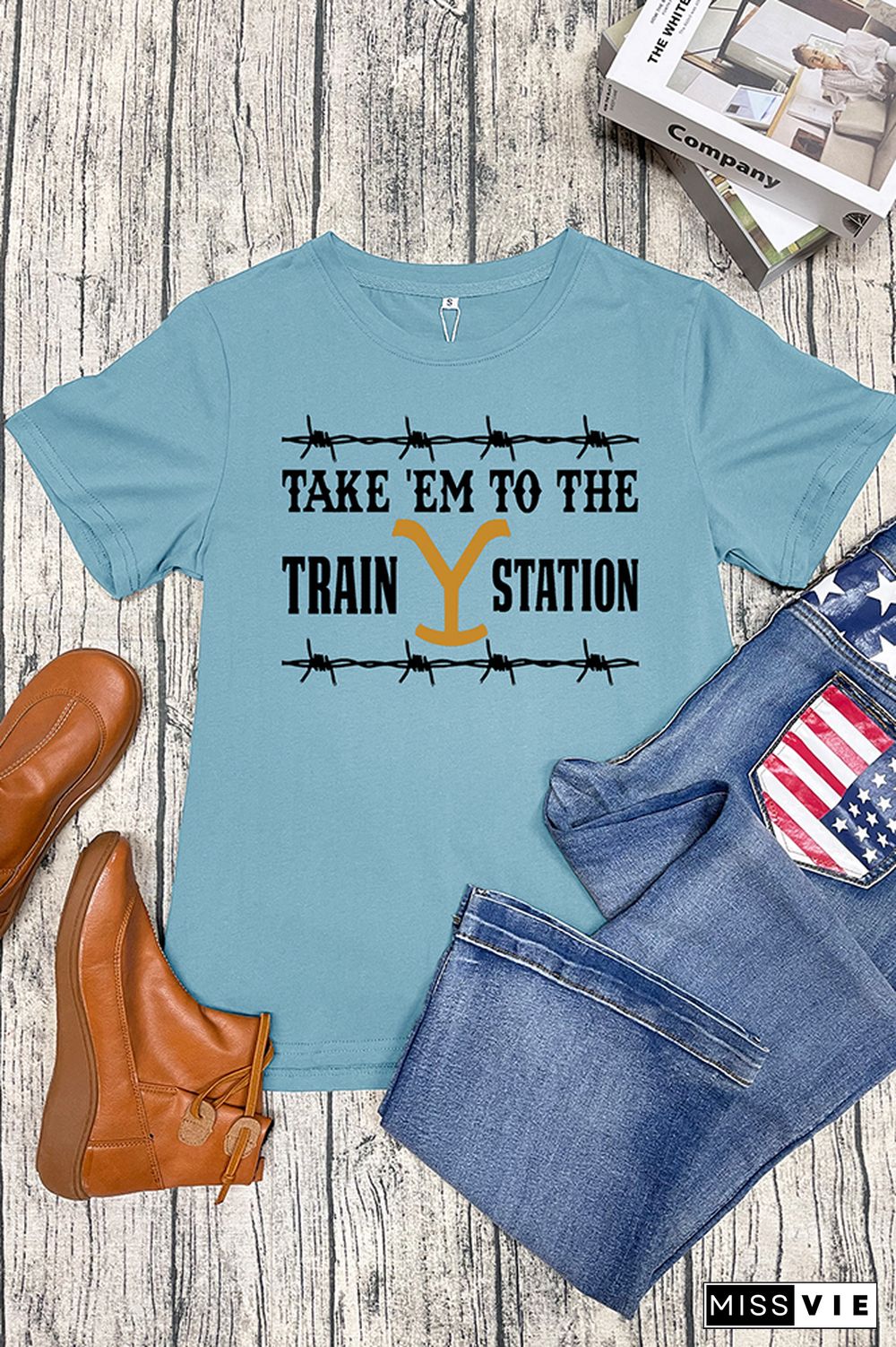 Take 'Em To The Train Station Short Sleeve Graphic Tee Wholesale