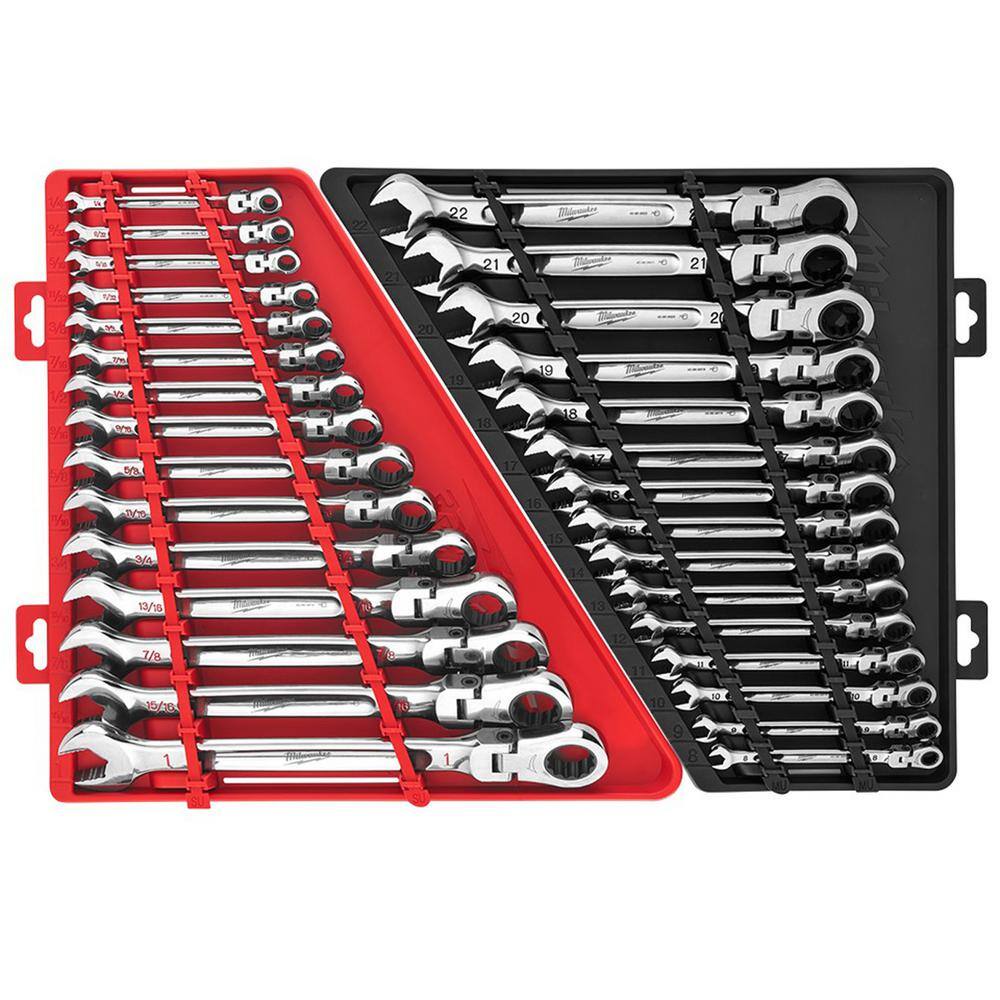 MW 144-Position Flex-Head Ratcheting Combination Wrench Set SAE and METRIC (30-Piece) 48-22-9413-48-22-9513