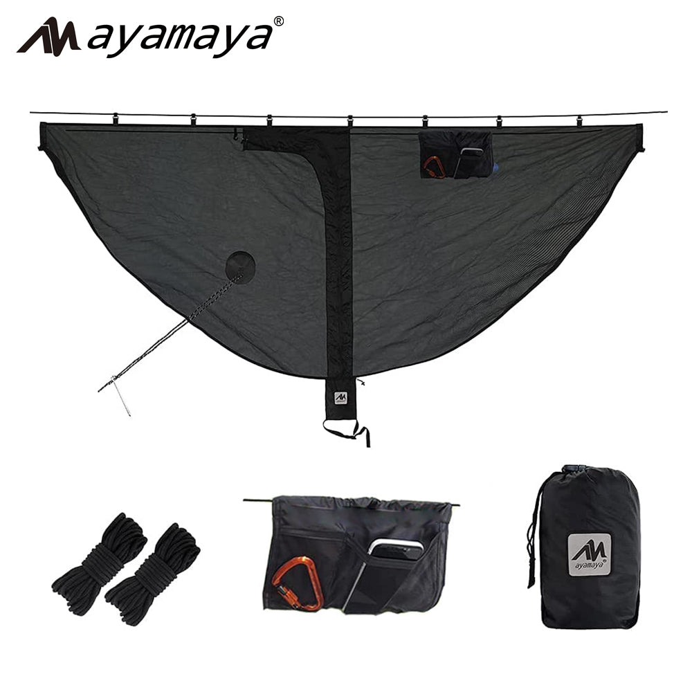 AYAMAYA Mosquito Net, Wide Room Hammock Bug Net,Breathable Mesh Net Equip with Hanging Bag & Lantern Hook,Ultralight Outdoor No-See-Um Spider Bug Nets for Hammocks