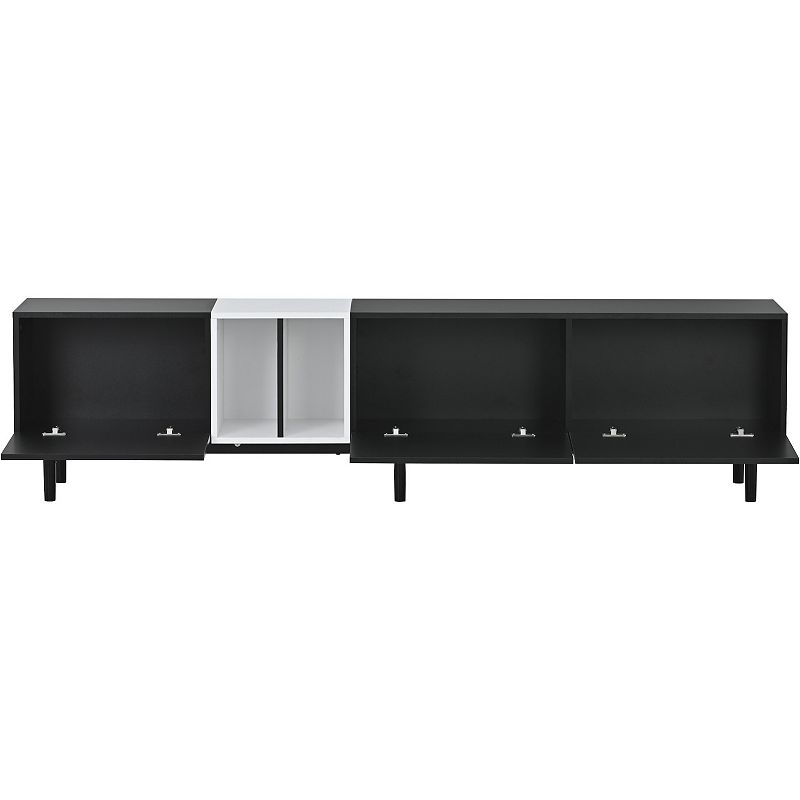 F.C Design Modern TV Stand for 80'' TV with 3 Doors， Media Console Table， Entertainment Center with Large Storage Cabinet - Ideal for Living Room or Bedroom - Sleek Design， Ample Storage， Easy Organization