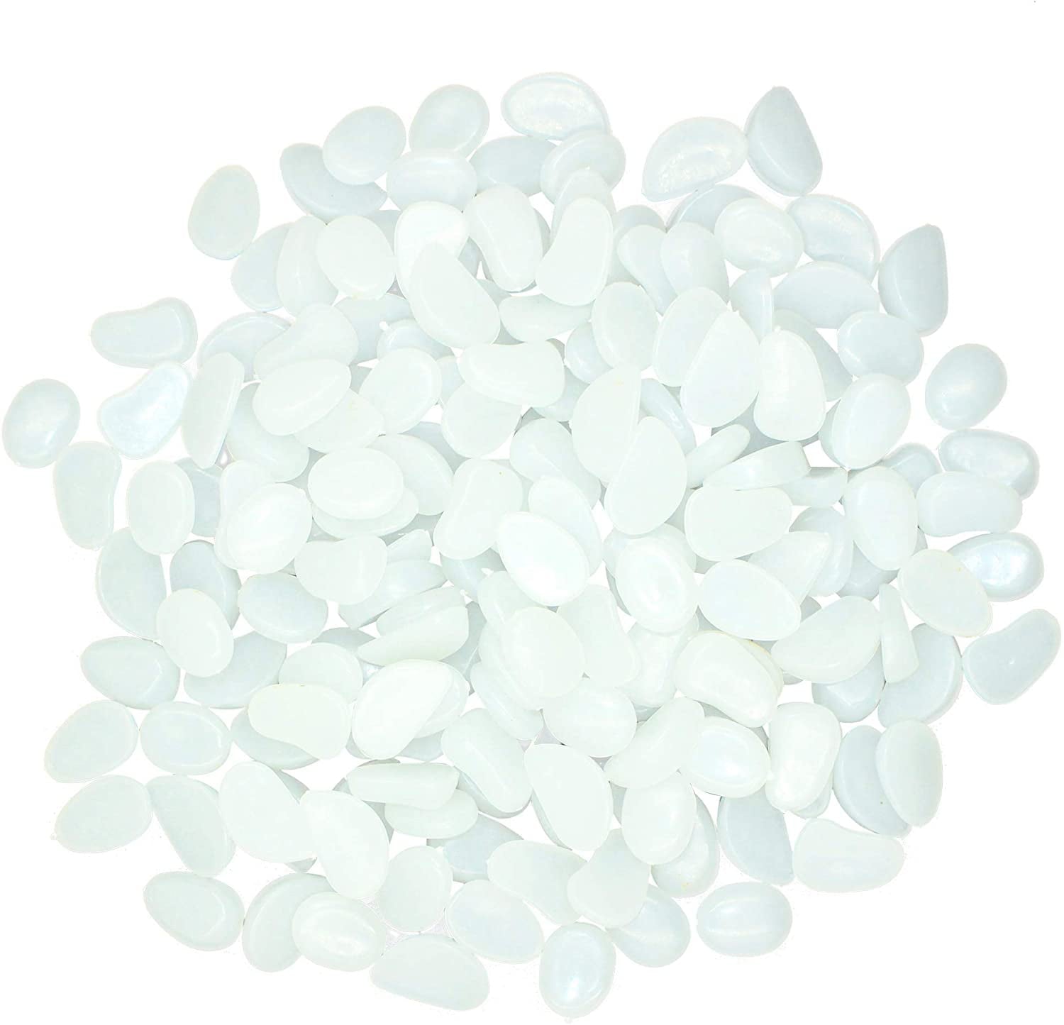 Baofu 100Pcs Luminous Stone Glow in The Dark Pebbles Rocks Decor for Walkway Yard Grass Fish Tank White