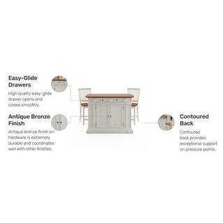 HOMESTYLES Americana White Kitchen Island with Seating 5002-948