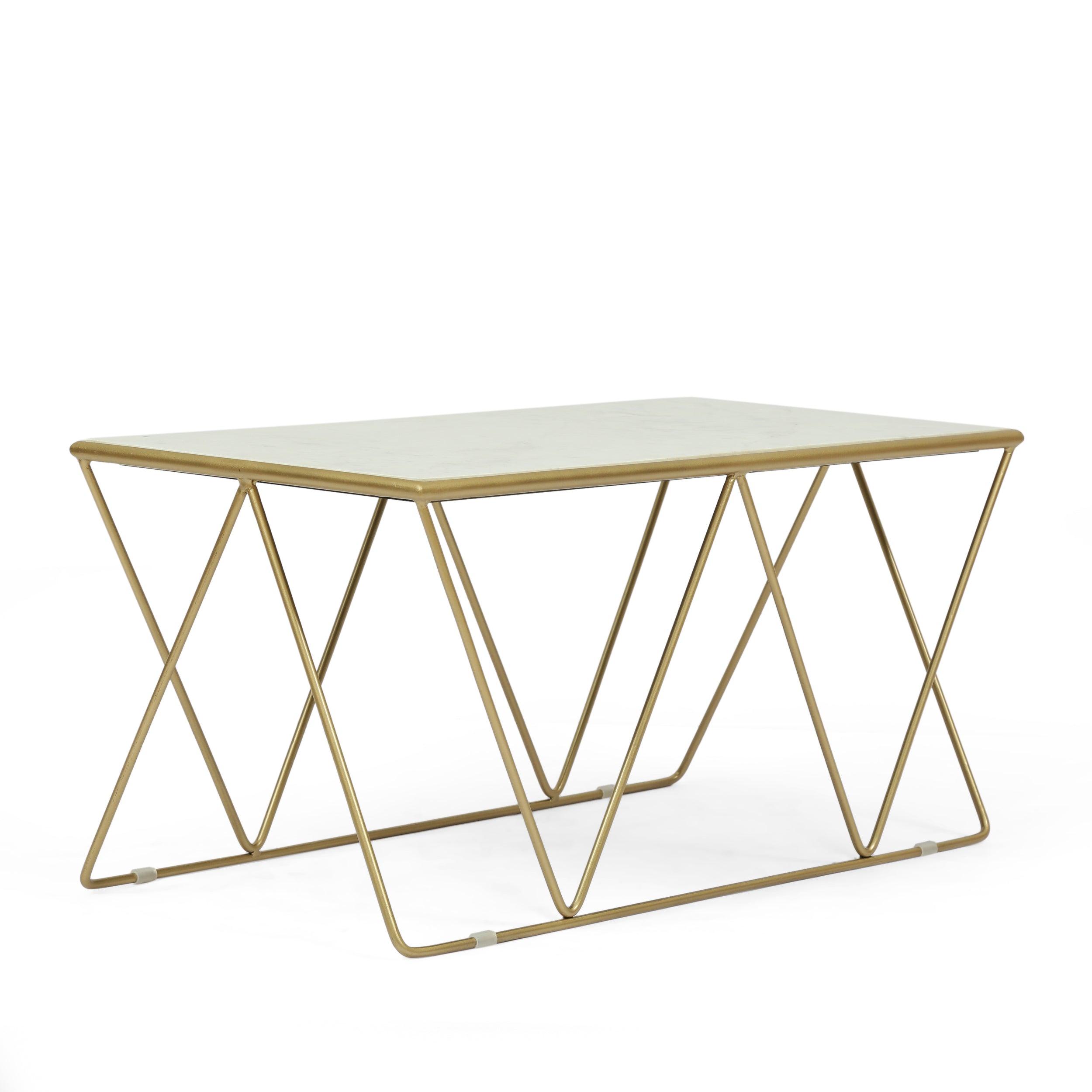 Massie Modern Glam Handcrafted Marble Top Coffee Table