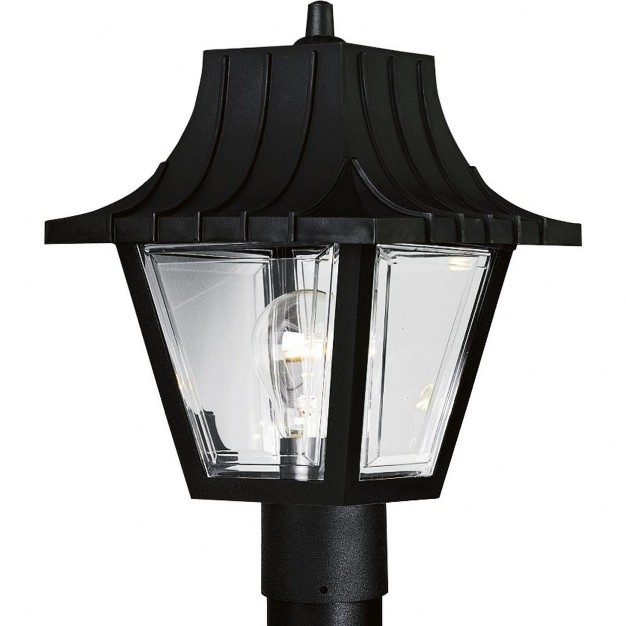 Progress Lighting Mansard 1 light Post Lantern Textured Black Beveled Clear Acrylic Panels Shade Included