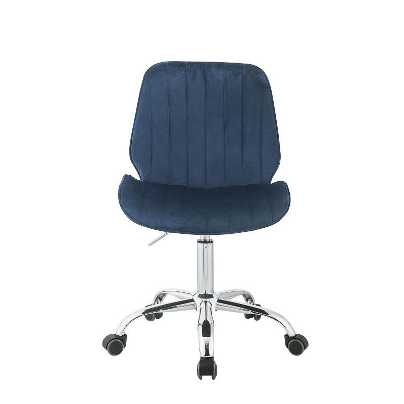 Adjustable Office Chair with Channel Stitching， Blue and Chrome