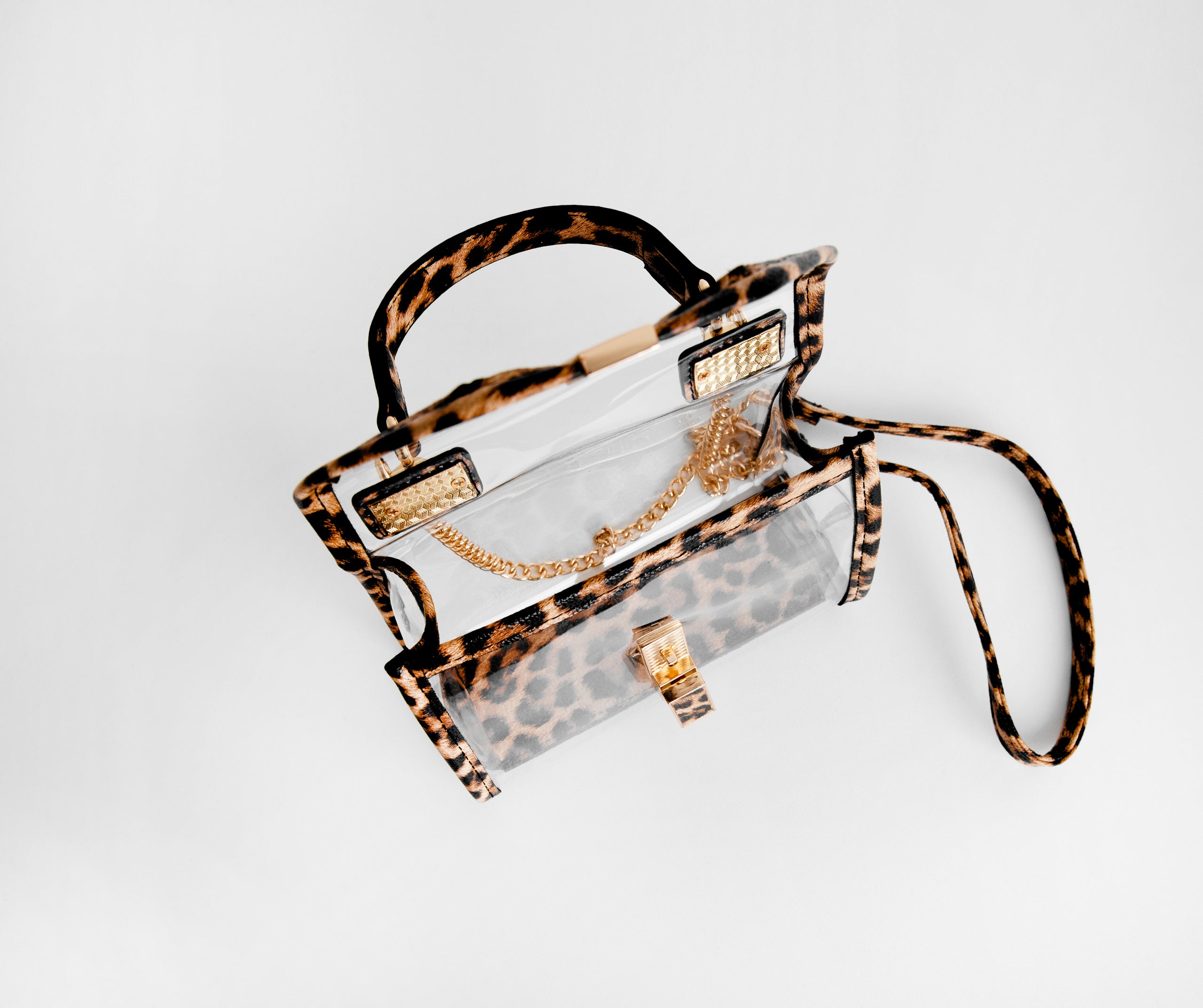 Leopard Trim Clear Mini Purse