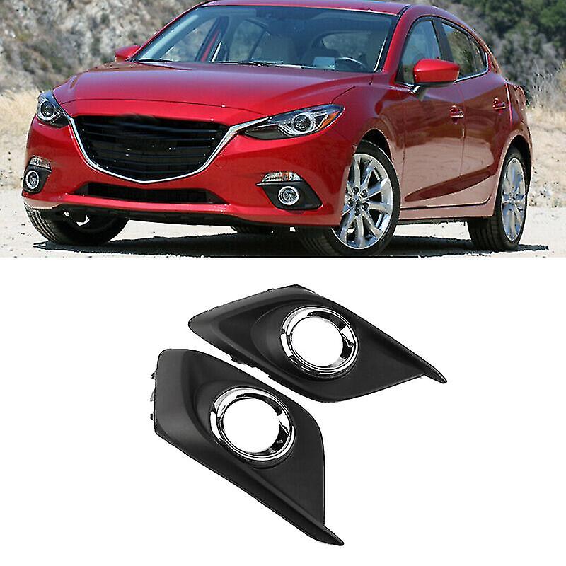 2pcs Front Bumper Fog Light Grille Cover Chrome Trim For 3 Axela 2014-2016