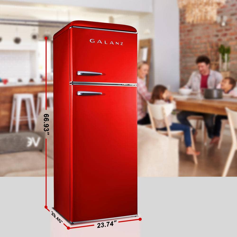 Galanz 120 cu ft Top Freezer Retro Refrigerator with Dual Door True Freezer Frost Free in Red