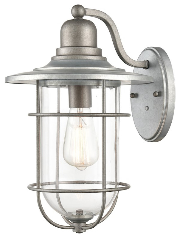 Millennium 1 Light 16 quotOutdoor Wall Bracket  Galvanized/Clear   Beach Style   Outdoor Wall Lights And Sconces   by ShopFreely  Houzz