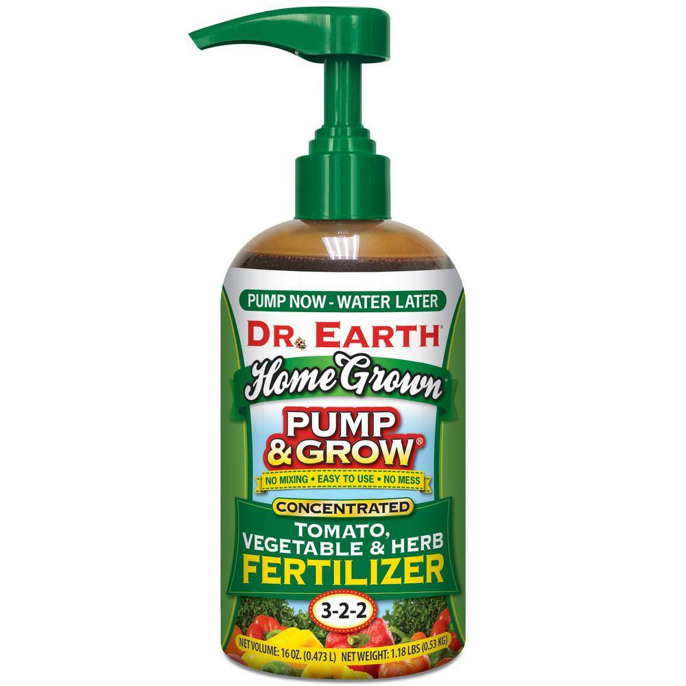 DR. EARTH 16 oz. Organic Pump and Grow Home Grown Herb Vegetable and Tomato Fertilizer 100537677