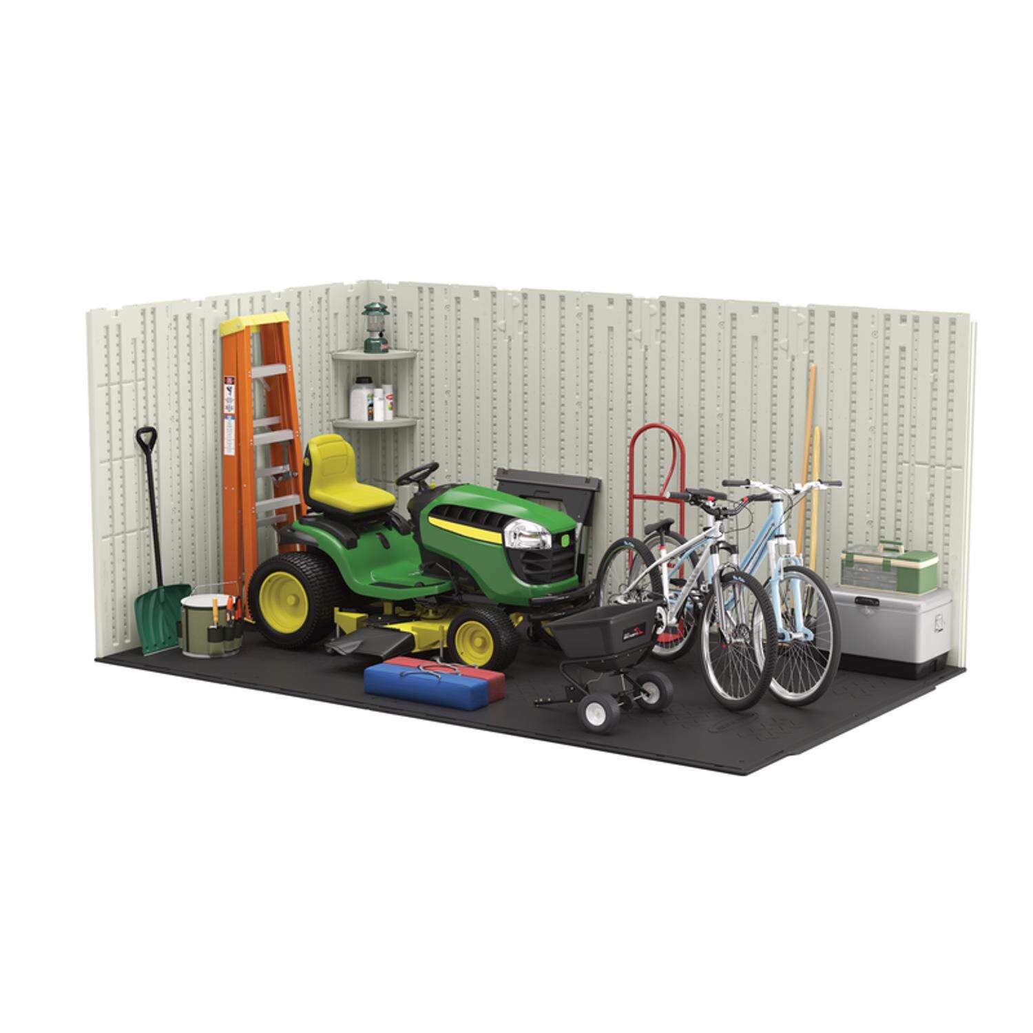 Suncast Tremont 8 ft. x 10 ft. Resin Vertical Peak Storage Shed with Floor Kit