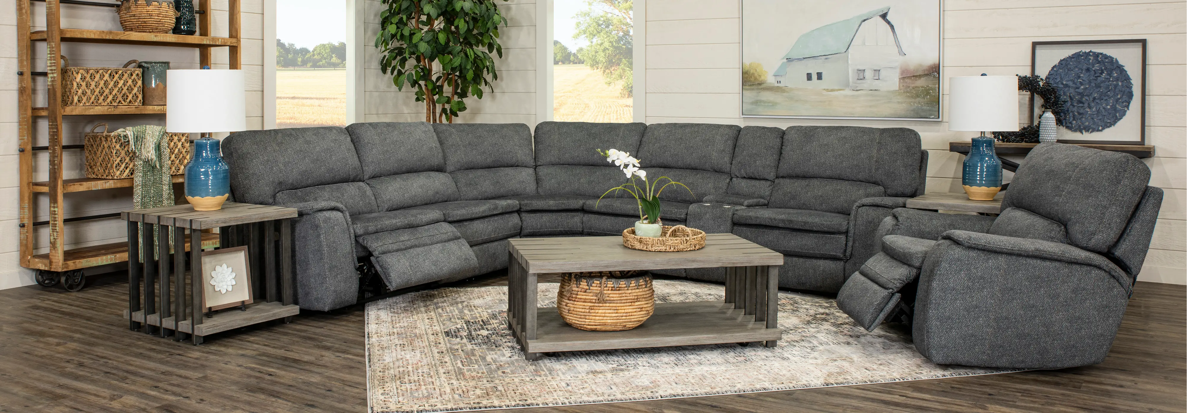 Casey Indigo 6 Piece Power Reclining Sectional