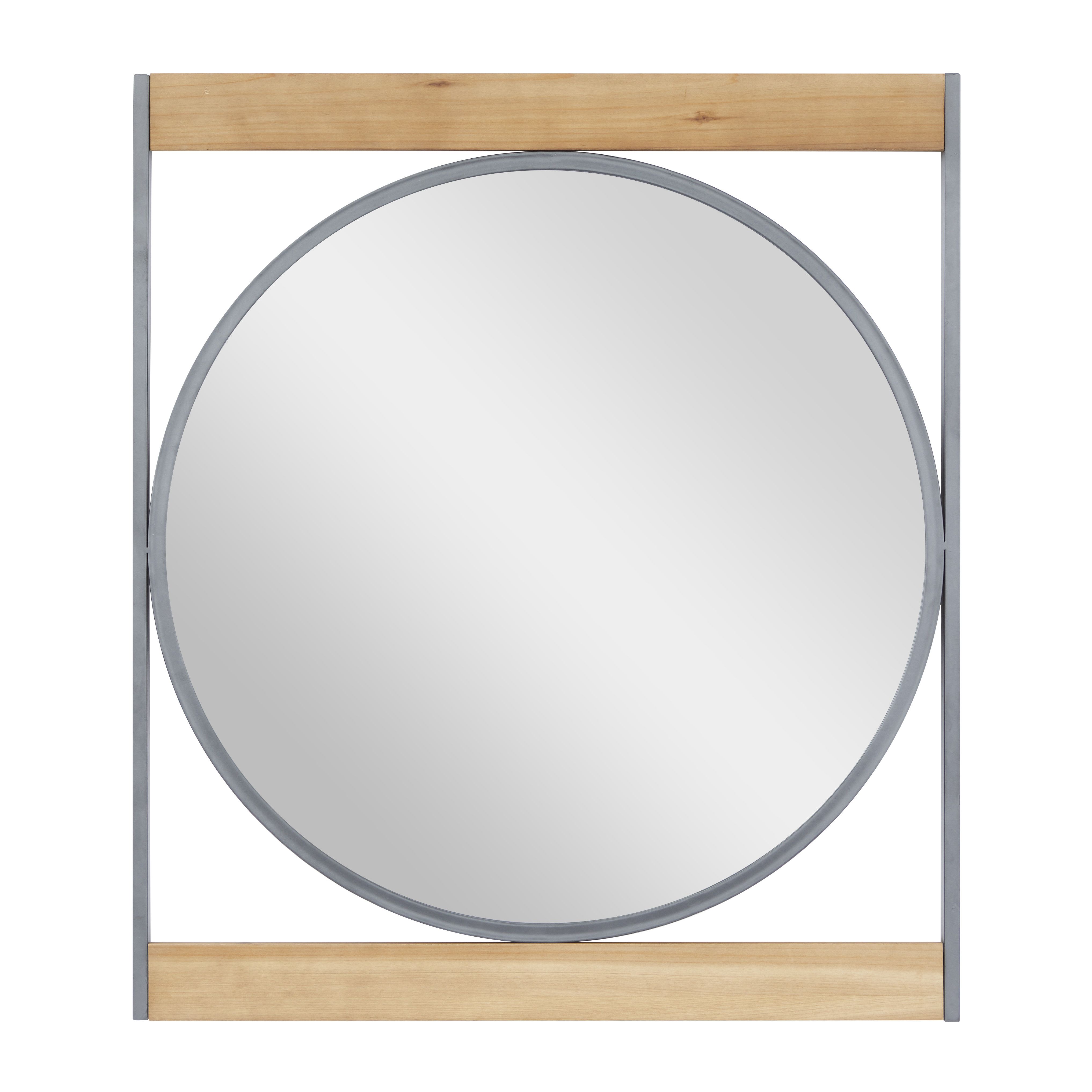 Brown Iron Industrial Wall Mirror 34 x 30 x 1