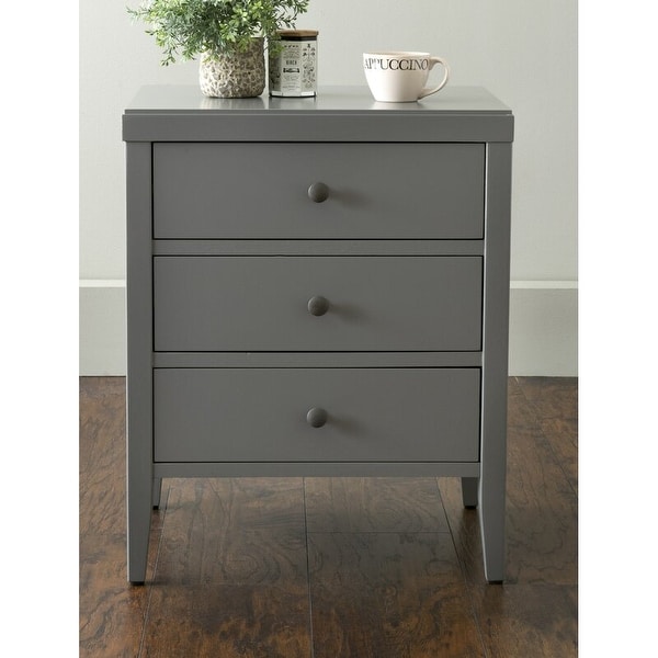 Painted Acacia Wood 3-Drawer Nightstand