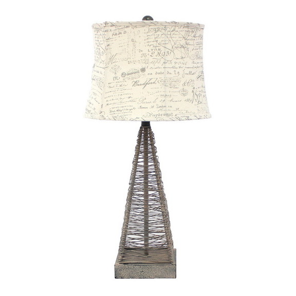 Benjara BM217244 Metal Pyramid Base Table Lamp wit...