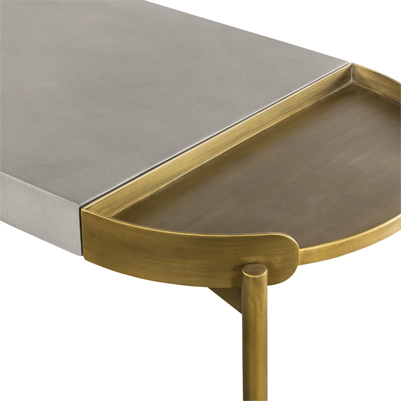 Armen Living Dua Modern Metal  ampConcrete Console Table in Antique Brass/Gray   Contemporary   Console Tables   by HedgeApple  Houzz