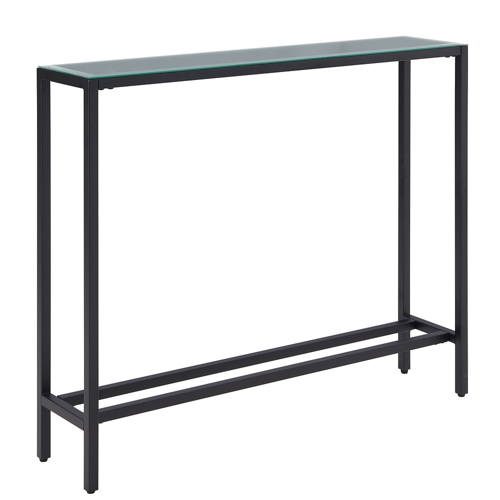 SEI Furniture Ham Long Narrow Console Table with Mirrored Top