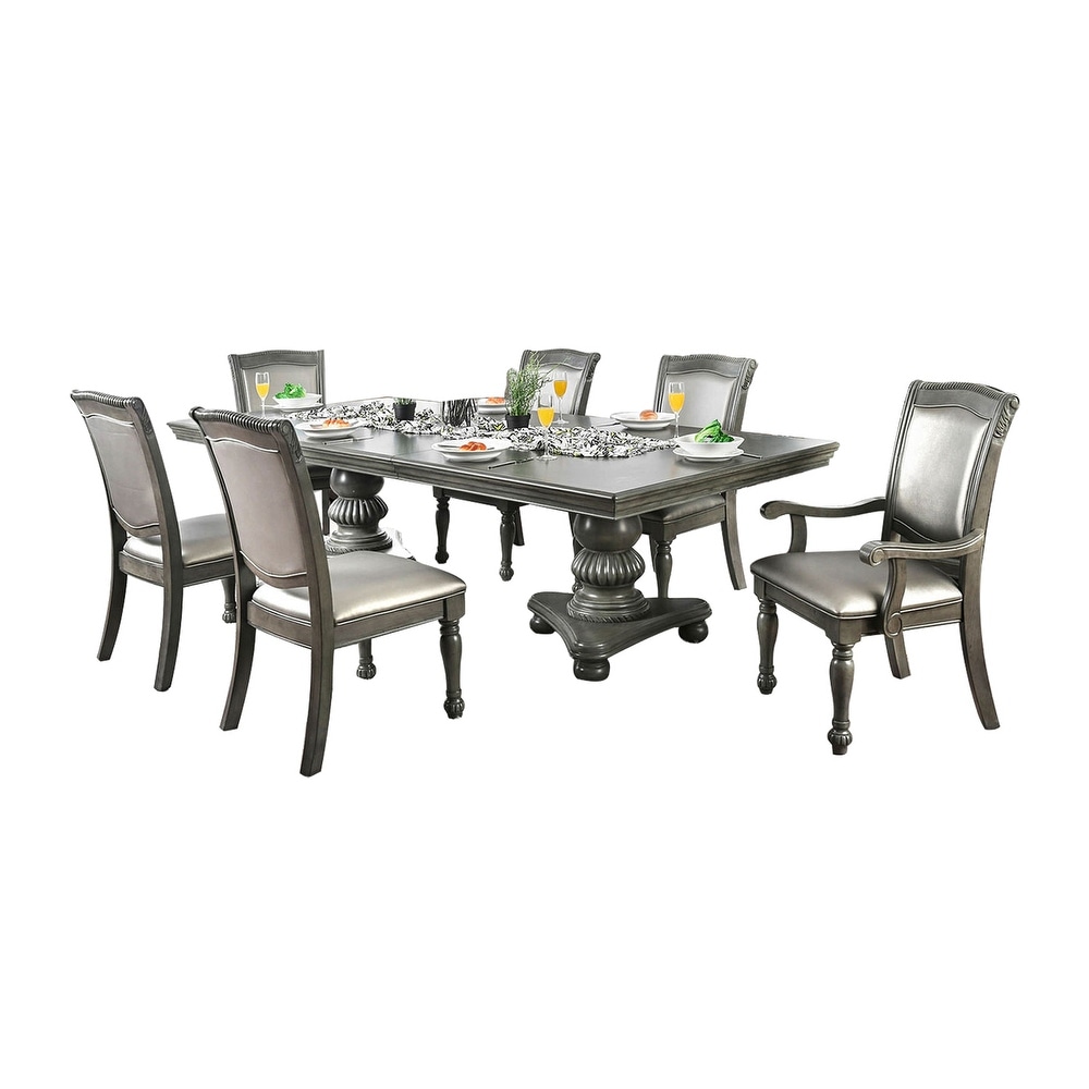 Expandable Dining Set in Gray and Silver