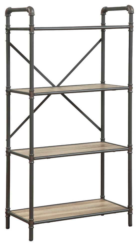 ACME Iyla Bookshelf  Sandy Gray and Oak   Industrial   Bookcases   by Acme Furniture  Houzz