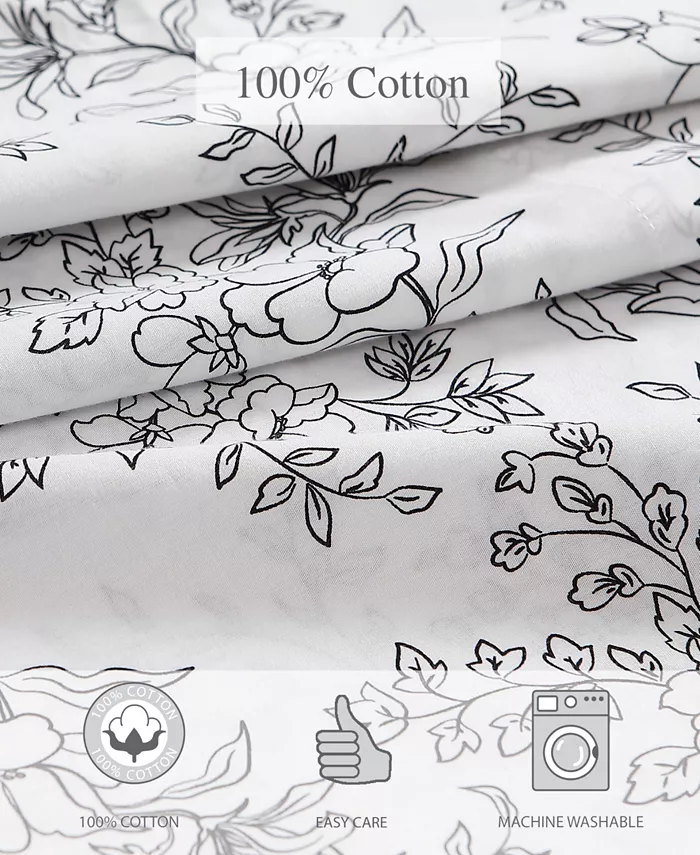 Stone Cottage 3 Piece Hawley Floral Cotton Percale Sheet Set， Twin