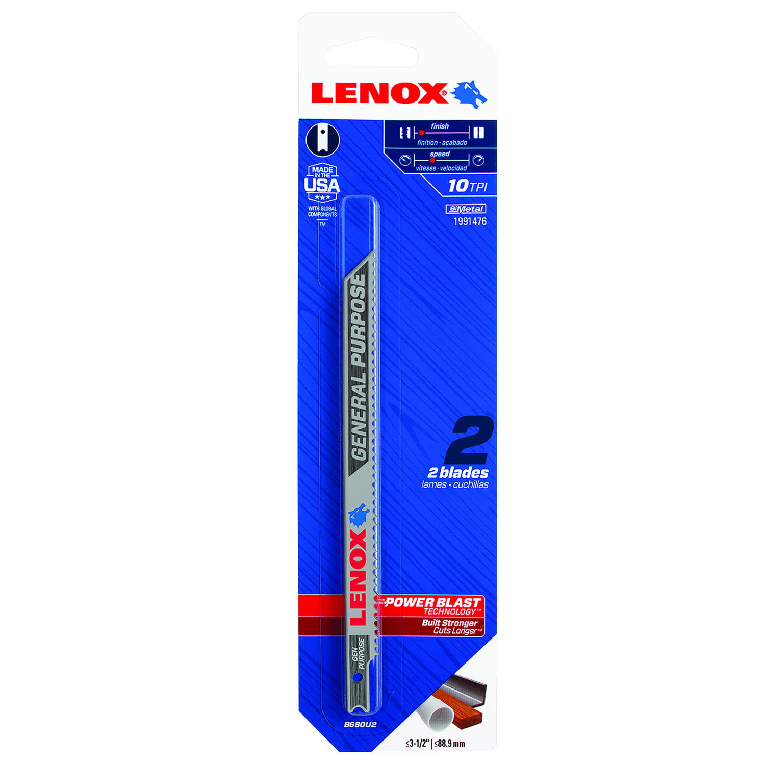 Lenox 5 -1/4 in. Bi-Metal U-Shank Wood， Metal， and Plastic Jig Saw Blade 10 TPI 2 pk