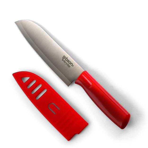 Gibson Everyday Grantville 4 Piece 6 Inch Santoku Knife With Sheath In Assorted Colors