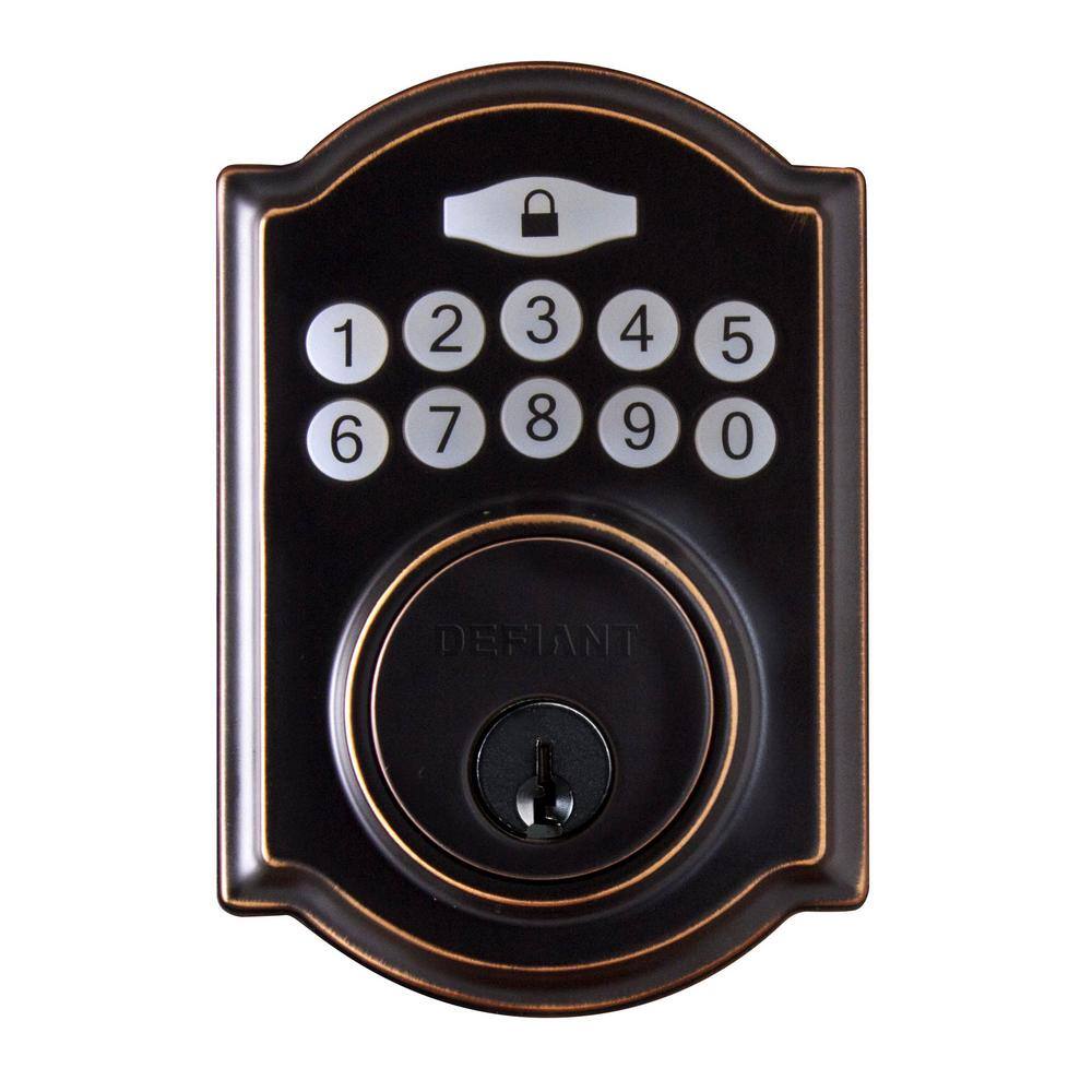 Defiant Castle Aged Bronze Single Cylinder Electronic Keypad Deadbolt GA7X7D01AA