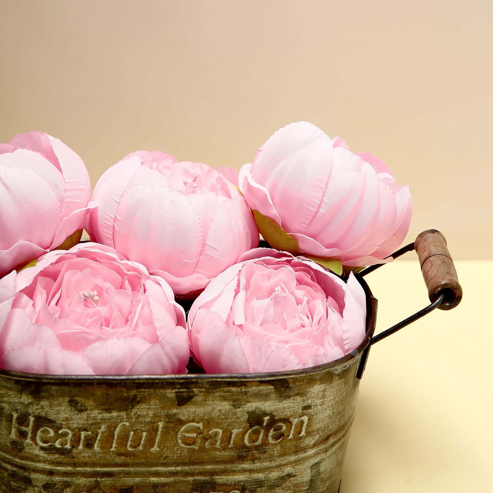 10 Pack Pink Artificial Silk DIY Craft Peony Flower Heads 3