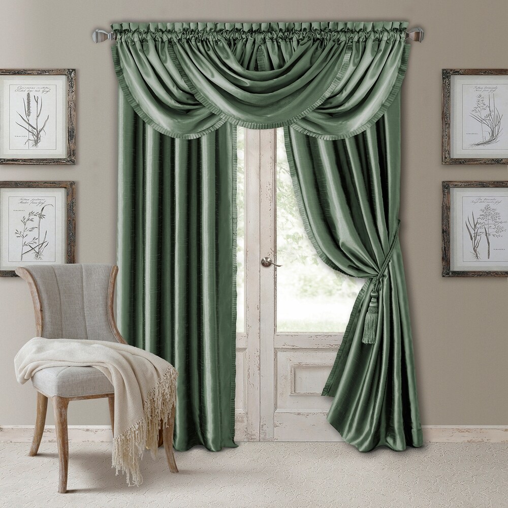 Elrene Versailles Faux Silk Waterfall Window Valance   52\