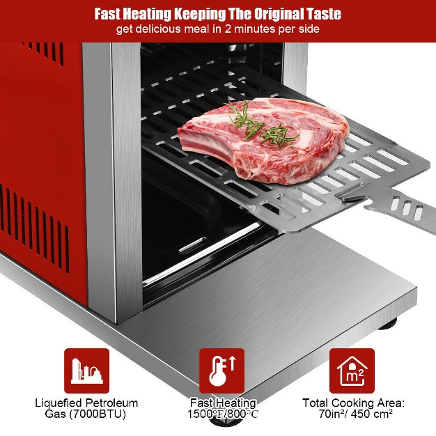 Costway Propane Infrared Steak Grill Bbq Stainless Steel Single Burner Vertical Cooking