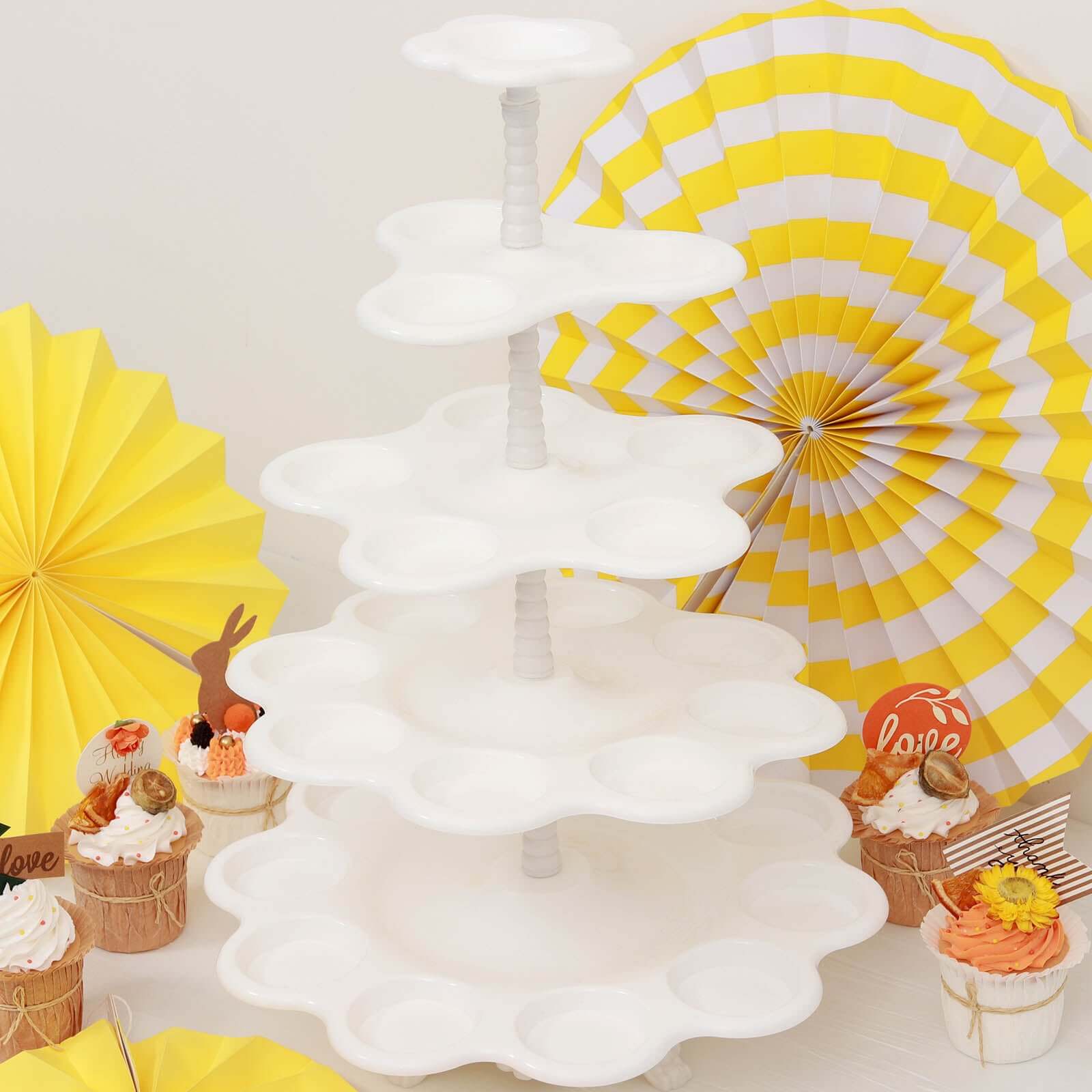 5-Tier Scallop Edge 27-Cupcake Holder Stand, Dessert Display Tower 18