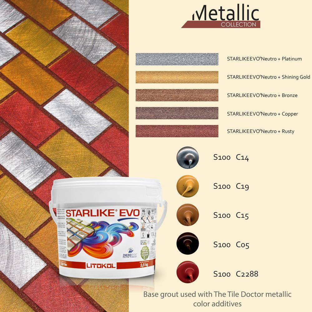 The Tile Doctor Starlike EVO Epoxy Grout 113 Neutro Base for Metallic Color 2.5 kg - 5.5 lbs. 113 2.5kg-5.5lb