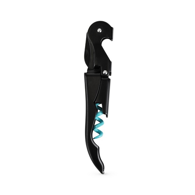 True Truetap Double Hinged Waiter s Corkscrew Matte Black Wine Bottle Opener With Foil Cutter Wine Key