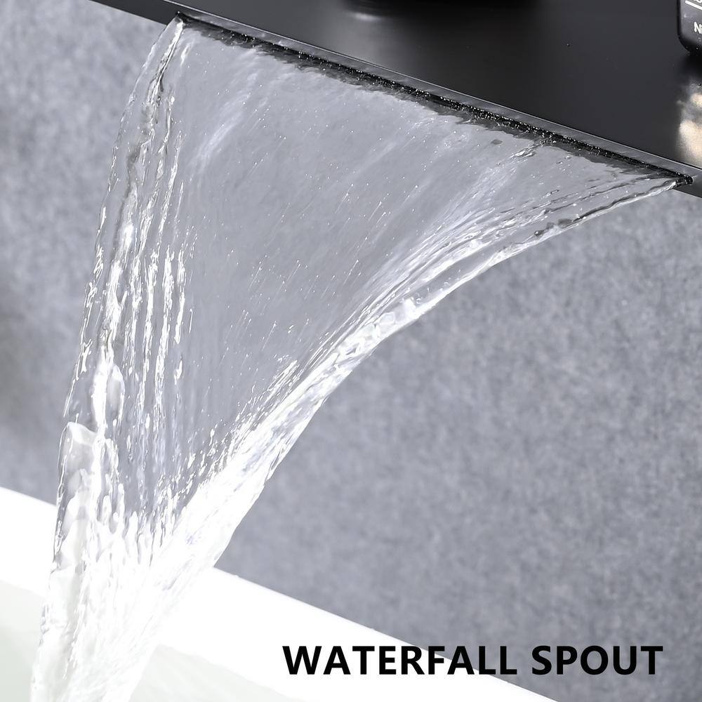 Single Handle Rectangular Waterfall Wall Mounted Bathroom Faucet in Matte Black CER-LQW1-0467