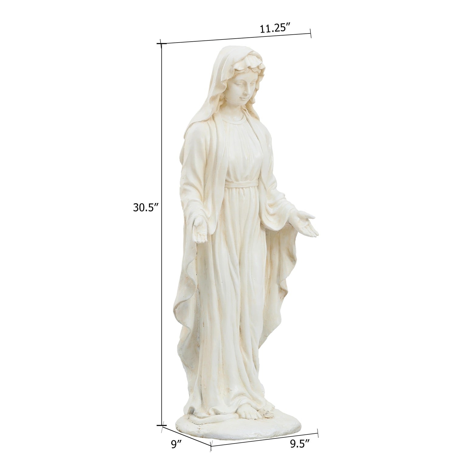 LuxenHome 30.5  in. MgO Virgin Mary Garden Statue  Ivory