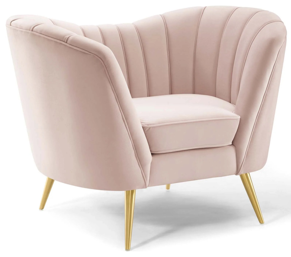 Leilani Pink Performance Velvet Armchair   Contemporary   Armchairs And Accent Chairs   by V.S.D Furniture  Houzz