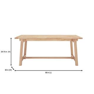 StyleWell Rectangular Trestle Unfinished Natural Pine Wood Table for 6 (68 in. L x 29.75 in. H) T-04