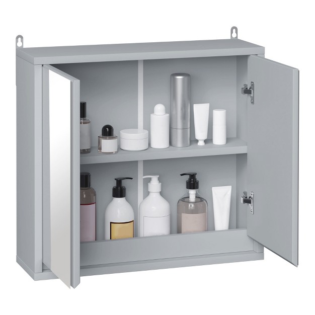 Homcom Wall mounted Medicine Cabinet With Mirror Bathroom Mirror Cabinet With Doors And Adjustable Shelf Gray