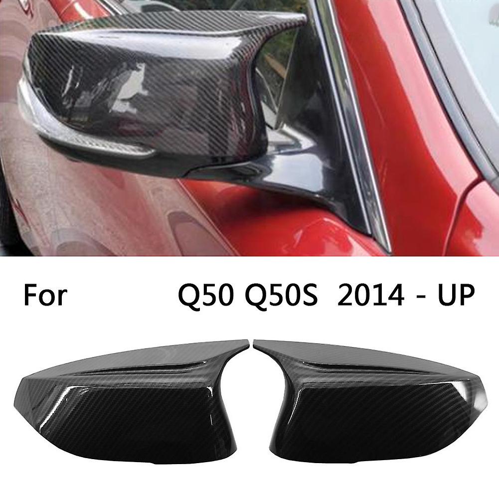 2 Pcs Car Rearview Mirror Cover For Infiniti Q50 Q50s 2014-up Infiniti Q70 2014-up Black