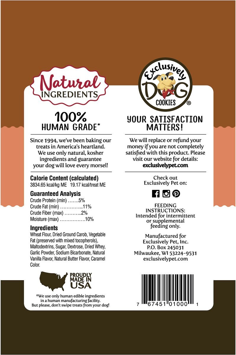 Exclusively Dog Wafer Cookies Carob Flavor Dog Treats