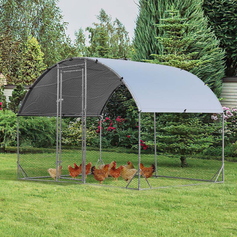 6.2 FT Large Metal Chicken Coop Walk-in Dome Poultry Cage Hen Run House Rabbits Habitat Cage with Cover