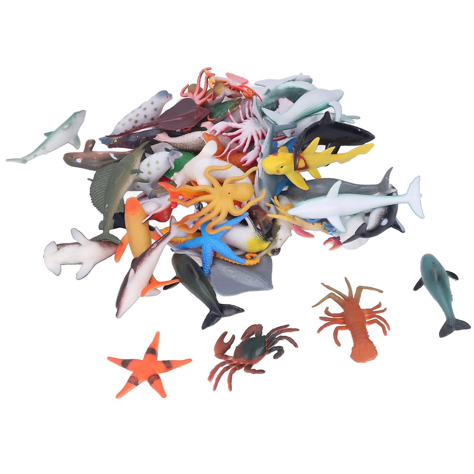 48pcs Sea Animals Toys Safe Harmless Plastic Educational Mini Size Ocean Series Miniature Toys For 4 To 6 Years Old