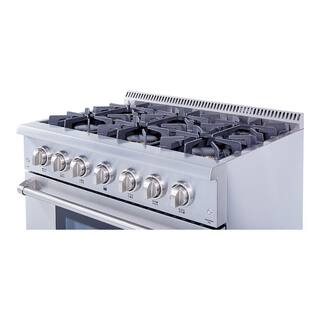 Thor Kitchen Pre-Converted Propane 36 in. 5.2 cu. ft. Oven Dual Fuel Range in Stainless Steel HRD3606ULP