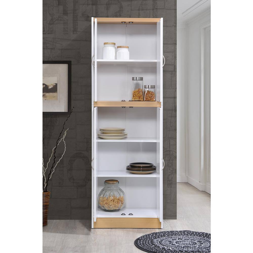 HODEDAH 4-Door White Kitchen Pantry HI224 White